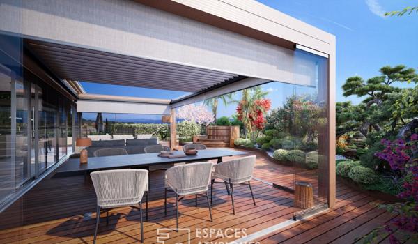 Penthouse avant-gardiste, terrasse, vue mer, commerces à pied