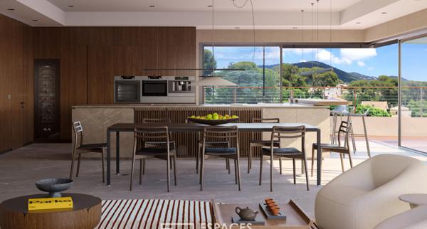 Penthouse avant-gardiste, terrasse, vue mer, commerces à pied