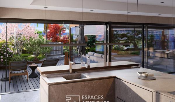 Penthouse avant-gardiste, terrasse, vue mer, commerces à pied