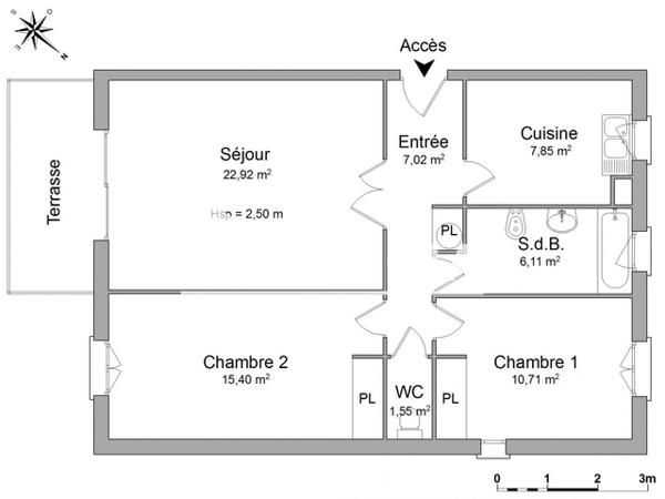 Location Appartement 3 pièces 71.56 m² - RESIDENCE L'ESCALION Le Puget Sur Argens 83480