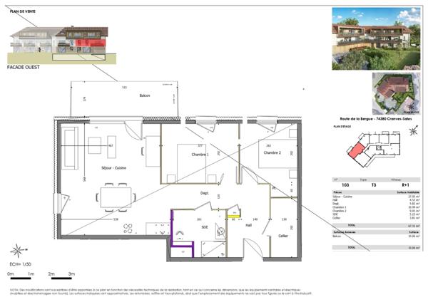 Appartement à vendre 3 pièces CRANVES SALES (74)