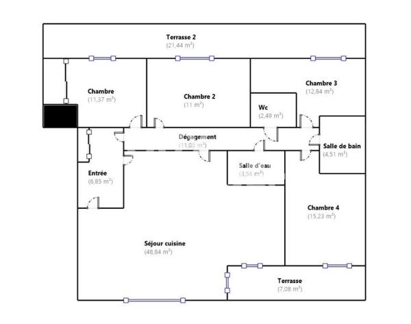 APPARTEMENT 5 PIECES EN DERNIER ETAGE AVEC TERRASSE, PARKINGS ET CAVE