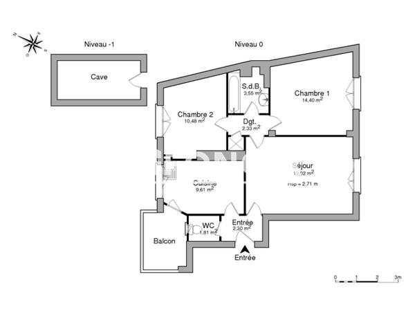 Location Appartement 3 pièces 63.5 m² - 17 PLACE D'AUSTERLITZ Strasbourg 67000