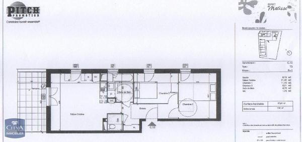 Appartement à louer 3 pièces 57.04m²