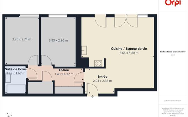 Appartement à louer    3 pièces • 67,55 m2 Erstein