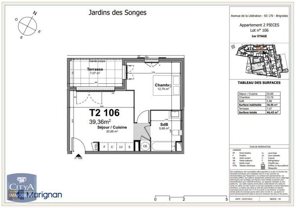 Appartement à louer 2 pièces 39.36m²