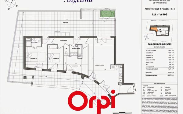 Appartement à vendre    4 pièces • 86 m2 Antibes