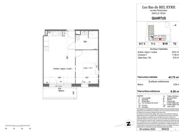 Location Appartement 2 pièces 43.75 m² - Le Teich 33470