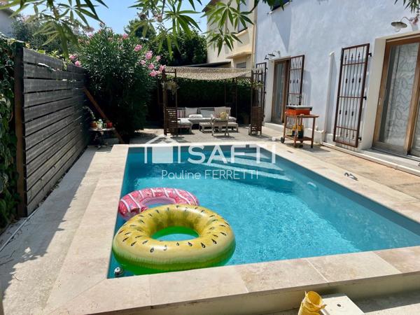 Maison traditionnelle 150m2, 5 pièces avec jardin et piscine.