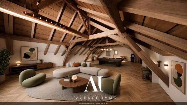 Appartement T4 rénové avec terrasse, balcon, 2 places de parking et combles aménageables  01170 Gex