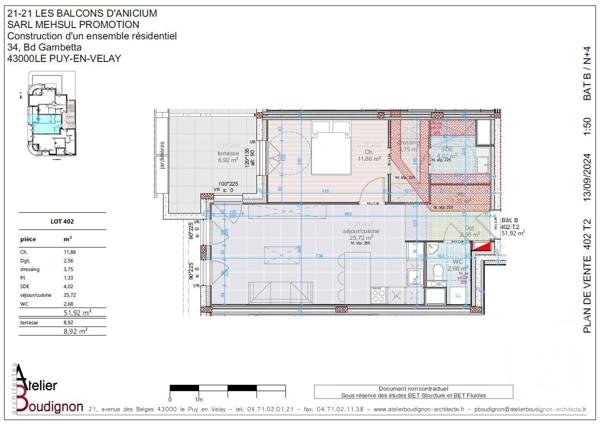 Appartement T2 à vendre  3 pièces - 51,92 m2 LE PUY EN VELAY - 43