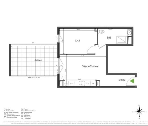 Appartement 2 pièces de 40 m² à Villefranche-sur-Saône (69400)