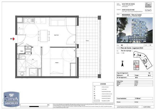 Appartement à louer 2 pièces 37.96m²