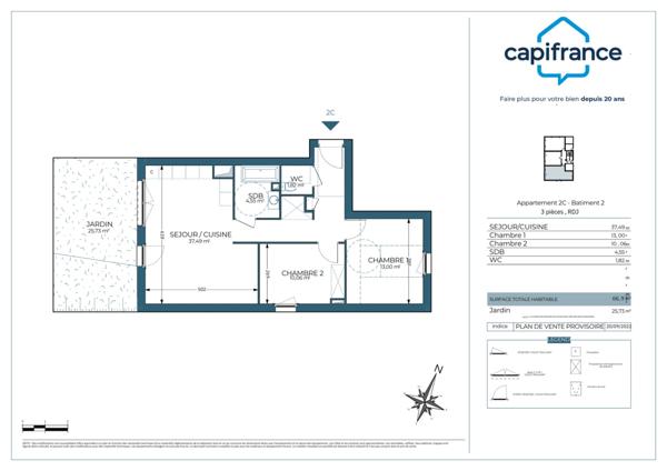 Appartement T3 de 68m² en rez de jardin - BRENTHONNE (74)
