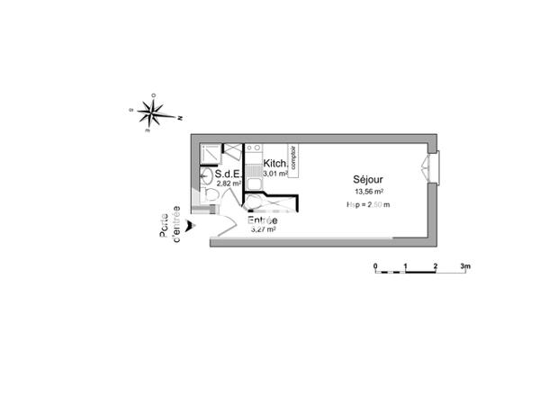 Location Studio meublé 22.66 m² - 13/15 RUE DU PAVILLON Bordeaux 33000