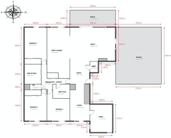 Appartement à vendre 5 pièces de 128 m²