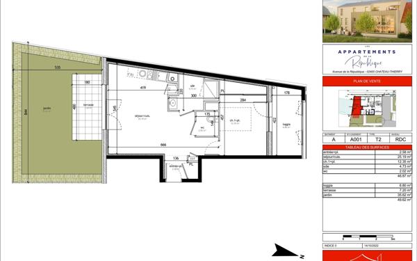 Appartement à vendre    2 pièces • 46,87 m2 Château-Thierry