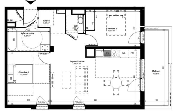 appartement à vendre 3 pièces DIJON (21)