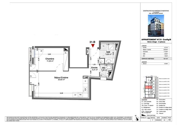 Appartement Boulogne Billancourt 2 pièce(s) 42.11 m2