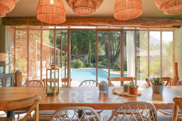Maison contemporaine de plain-pied avec vue dominante sur le Luberon, piscine et studio indépendant