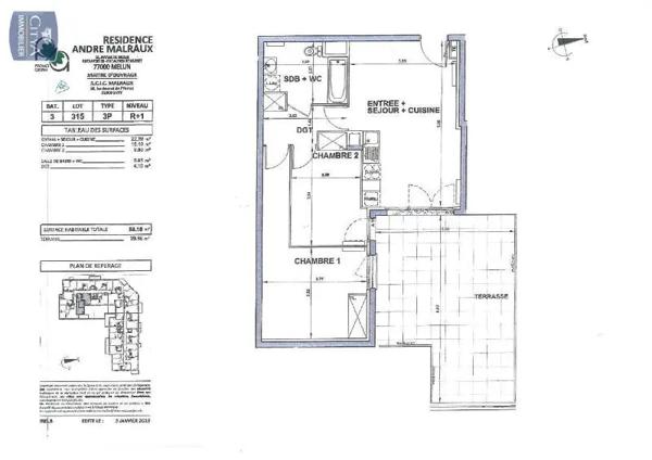 Appartement à louer 3 pièces 58.15m² Melun (77000)