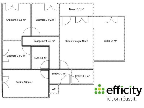 Appartement 5 pièces - 92 m²