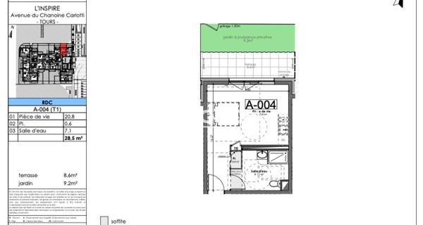 Location Studio 28.5 m² - Tours 37200