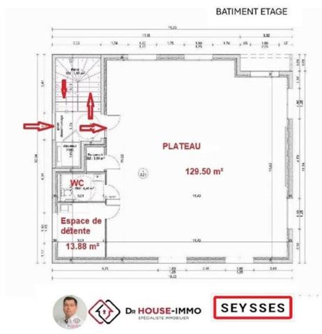 Bureau à louer 3 pièces de 150 m²