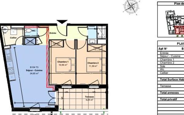 Appartement à vendre    3 pièces • 60,66 m2 Castelginest