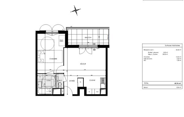 Appartement 2 pièces - 47 m²