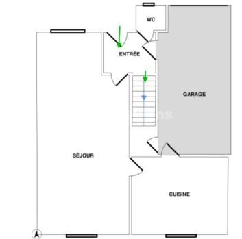 Maison mitoyenne, 3 chambres, garage, sous-sol, jardin.