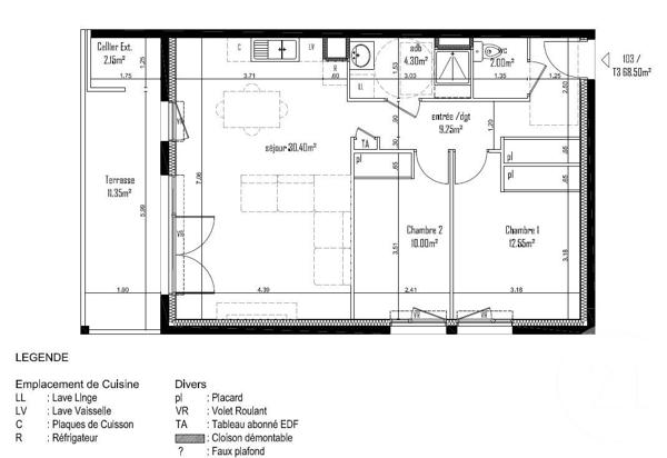 Appartement F3 à vendre  3 pièces - 68,50 m2 ANTHY SUR LEMAN - 74