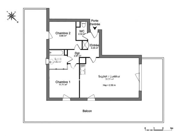 Location Appartement 3 pièces 64.54 m² - 25 RUE FRANCOIS DOUAT Villenave D'ornon 33140