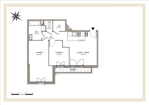 Appartement 3 pièces - 57 m²