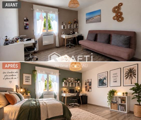 Maison familiale de plain-pied – 130 m² – 4 chambres – Terrain 705 m² – Garage indépendant