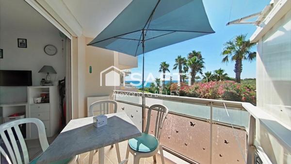 Front de mer – Studio cabine rénové avec vue mer, terrasse, piscine et accès direct à la plage