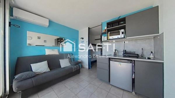 Front de mer – Studio cabine rénové avec vue mer, terrasse, piscine et accès direct à la plage