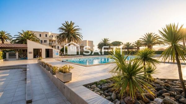 Front de mer – Studio cabine rénové avec vue mer, terrasse, piscine et accès direct à la plage