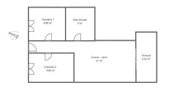 Appartement
         3 pièces
        - 59 m² Exclusivité 89 000 € *