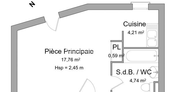 Location Studio 27.3 m² - Meximieux 01800