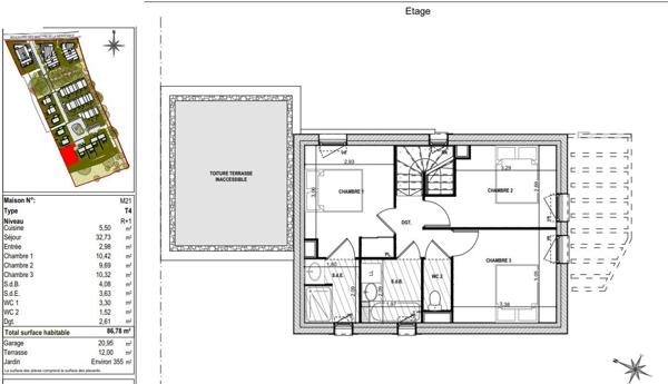 A VENDRE MAISON T4 DE 86,78m² avec GARAGE DISPONIBLE DE SUITE
