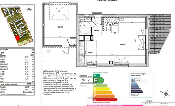 A VENDRE MAISON T4 DE 86,78m² avec GARAGE DISPONIBLE DE SUITE