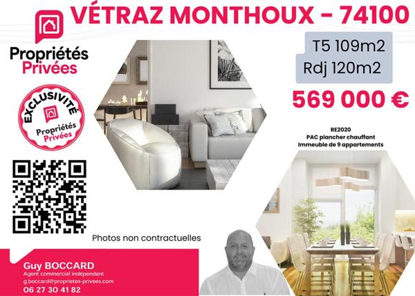 Appartement Vetraz-Monthoux T5 - RDJ - 109.14 m2 - 569 000