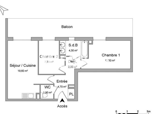 Location Appartement 3 pièces 53 m² - SANT AGATA N°113 -586 AVENUE DU VAL MONTFERRAND Montpellier 34090