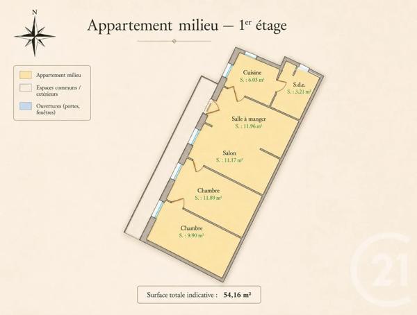 Appartement F1 à vendre  3 pièces - 53,70 m 2   BEAULIEU SUR MER  - 06