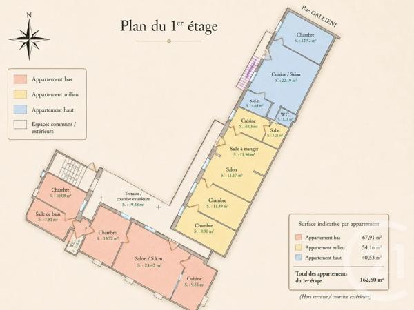 Appartement F1 à vendre  3 pièces - 53,70 m 2   BEAULIEU SUR MER  - 06