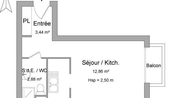 Location Studio 19.18 m² - Talence 33400