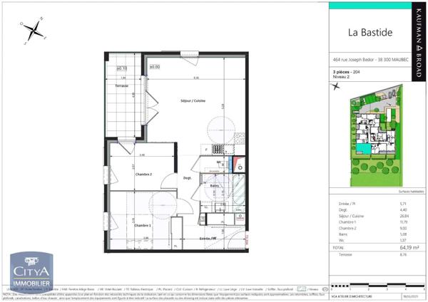 Appartement à louer 3 pièces 64.19m² Maubec (38300)