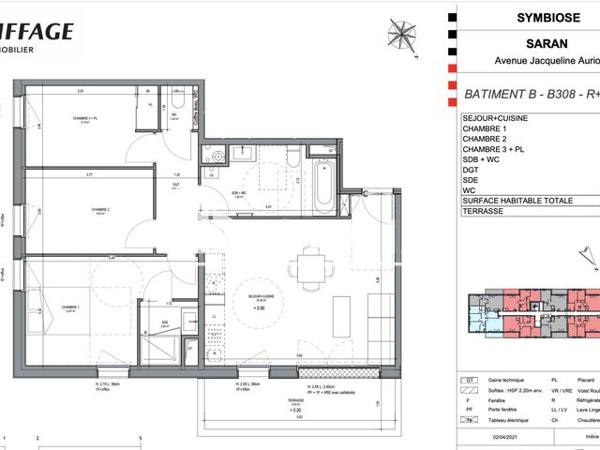 Location Appartement 4 pièces 73.03 m² - RESIDENCE SYMBIOSE Saran 45770