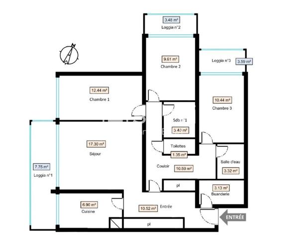 4P PROCHE TOUS COMMERCES, TRES LUMINEUX